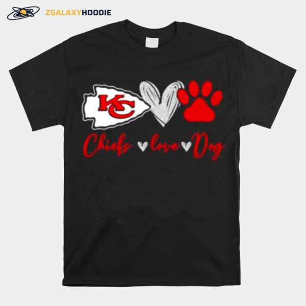 Chiefs Love Dogs Heart Red Football T-Shirt