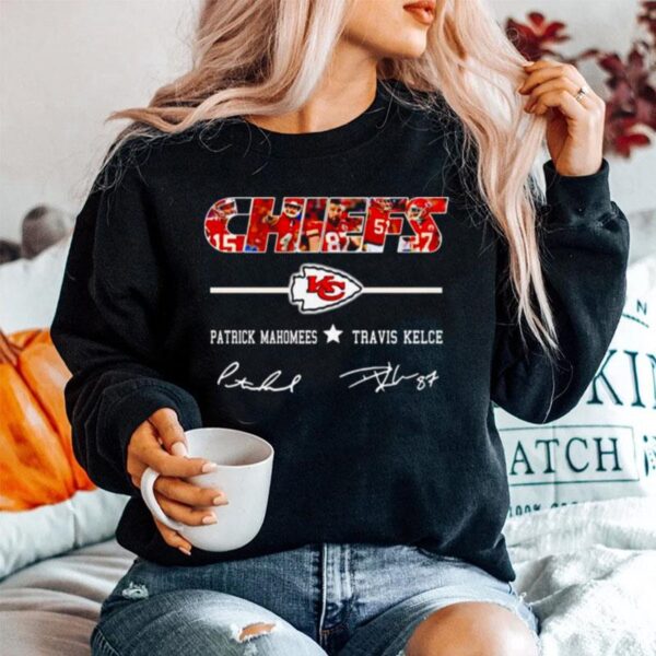 Chiefs Patrick Mahomes And Travis Kelce Signatures Sweater