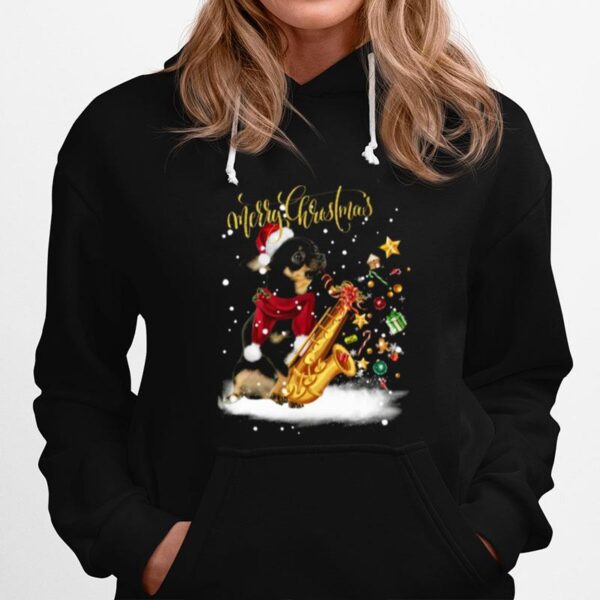 Chihuahua Saxophone Merry Christmas Hoodie