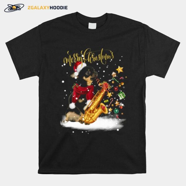 Chihuahua Saxophone Merry Christmas T-Shirt