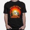 Chillin With My Creeps Halloween Humorous Sunset T-Shirt