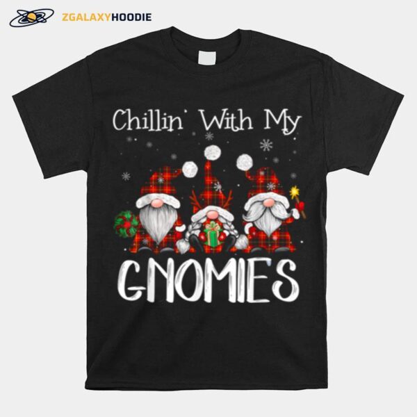 Chillin With My Gnomies Buffalo Red Plaid Christmas Gnome T-Shirt