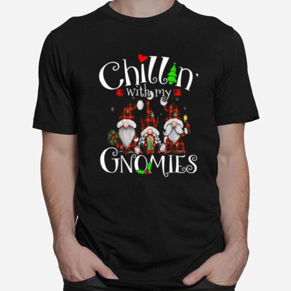 Chillin With My Gnomies Christmas Red Gnomes Plaid Buffalo T-Shirt