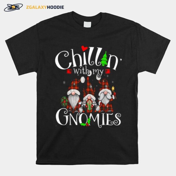 Chillin With My Gnomies Christmas Red Gnomes Plaid Buffalo T-Shirt