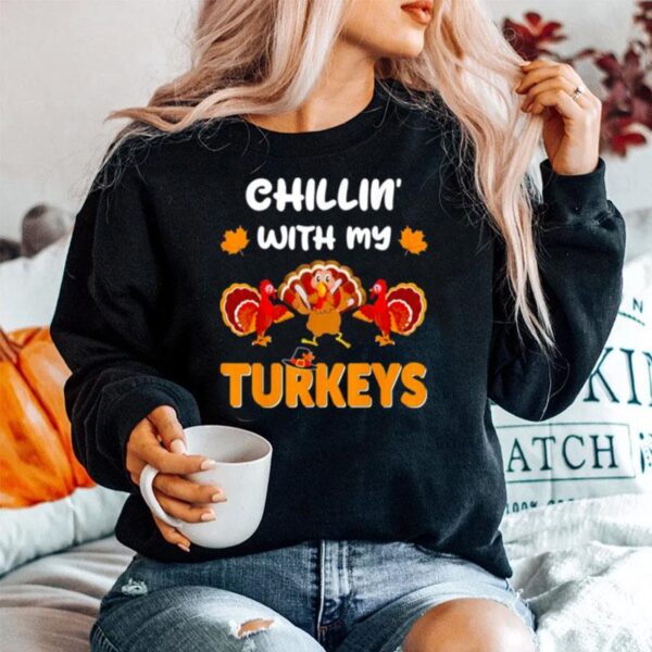 Chillin With My Turkeys Thanksgiving Family 2022 Vintage Sweater