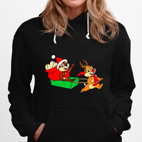 Chip And Dale On A Christmas Sleigh Hoodie