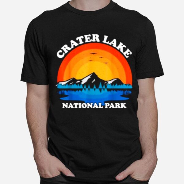 Crater Lake Vacation National Vintage Sunset Summer Park T-Shirt