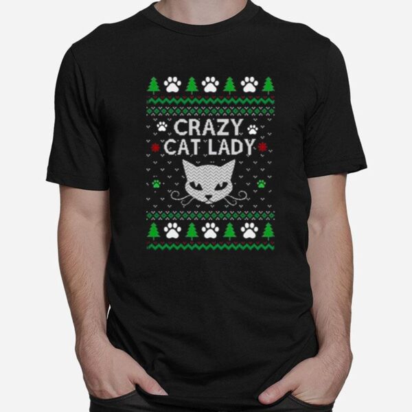 Crazy Cat Lady 2022 Ugly Christmas T-Shirt