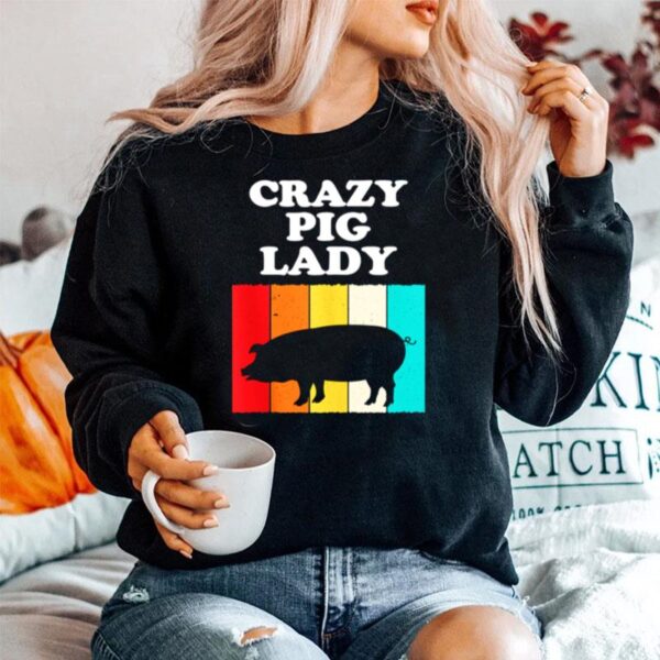 Crazy Pig Lady Pig Girls Farm Farming Sweater