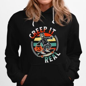 Creep It Real Vintage Spooky Skeleton Skating Hoodie