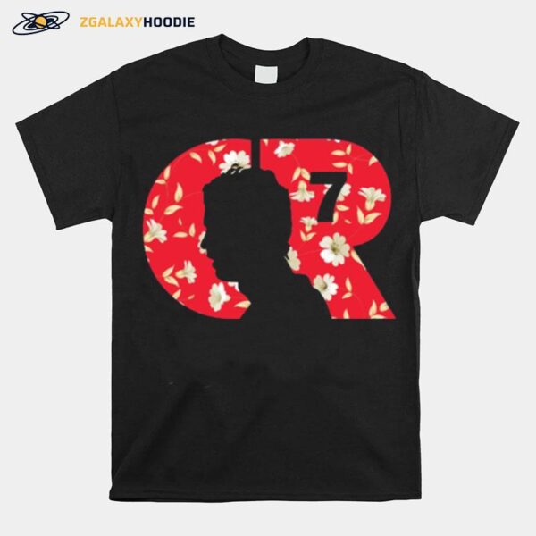 Cristiano Ronaldo Man Utd Cr 7 Football Flower Pattern T-Shirt