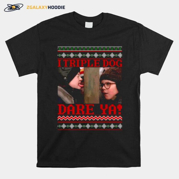 Cristmas Pattern A Christmas Story I Triple Dog Dare Ya T-Shirt