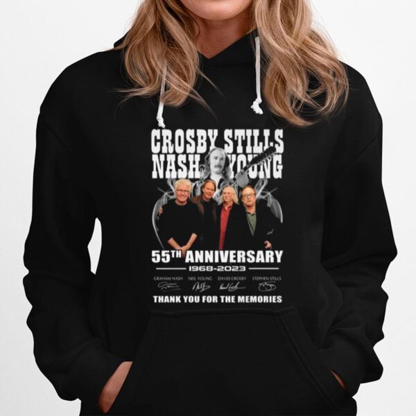 Crosby Stills Nash Young 55Th Anniversary 1968 %E2%80%93 2023 Thank You For The Memories Signatures Hoodie