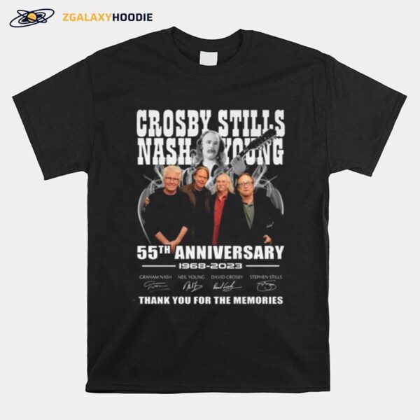 Crosby Stills Nash Young 55Th Anniversary 1968 %E2%80%93 2023 Thank You For The Memories Signatures T-Shirt