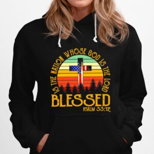 Cross American Flag Is The Nation Whose God Is The Lord Blessed Vintage Hoodie