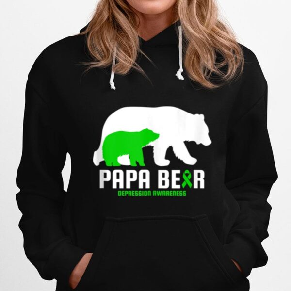 Depression Awareness Unhappiness Related Papa Bear Ribbon Hoodie