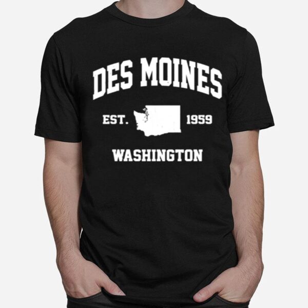Des Moines Washington Wa Vintage State Athletic Style T-Shirt