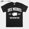 Des Moines Washington Wa Vintage State Athletic Style T-Shirt