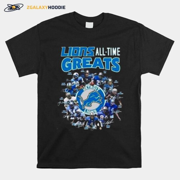 Detroit Lions All Time Greats Signatures T-Shirt