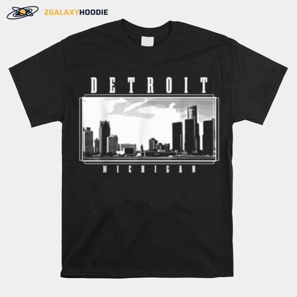 Detroit Skyline Michigan Pride Black T-Shirt