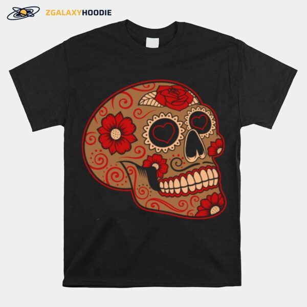 Dia De Los Muertos Sugar Skull In Mexican T-Shirt