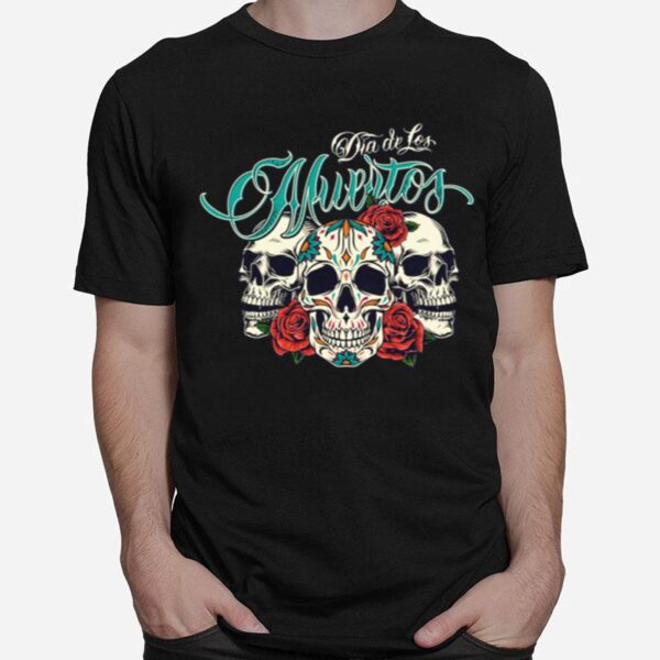 Dia De Los Muertos Sugar Skull Rose T-Shirt