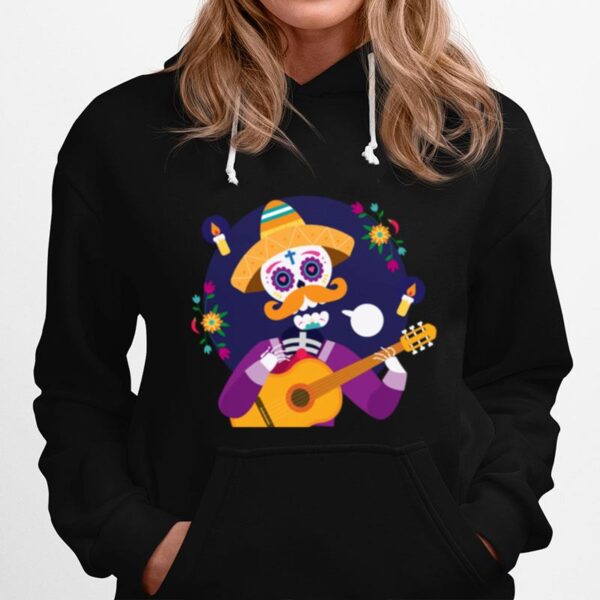 Dia De Muertos Day Of Dead Sugar Skeleton Play Guitar Hoodie