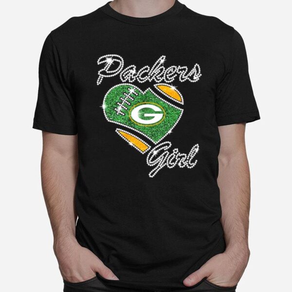 Diamond Heart Green Bay Packers Girl T-Shirt