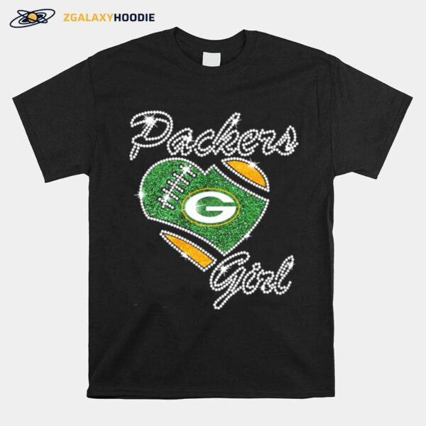 Diamond Heart Green Bay Packers Girl T-Shirt