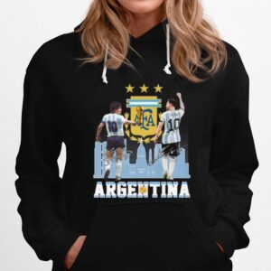 Diego Maradona And Lionel Messi Argentina City Signatures Hoodie