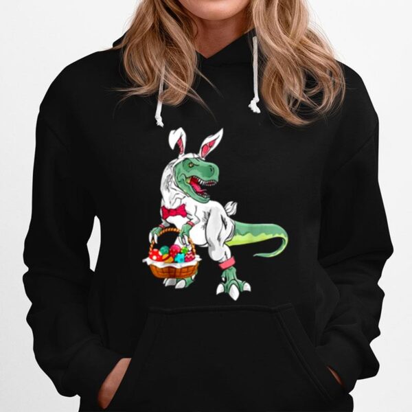 Dino Bunny Rabbit Eggs Basket Tee Hoodie