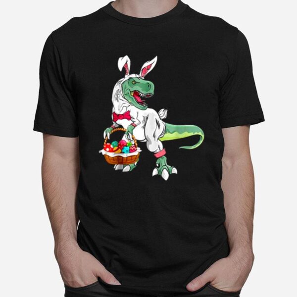 Dino Bunny Rabbit Eggs Basket Tee T-Shirt