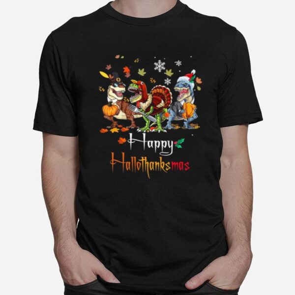 Dino T Rex Happy Hallothanksmas T-Shirt