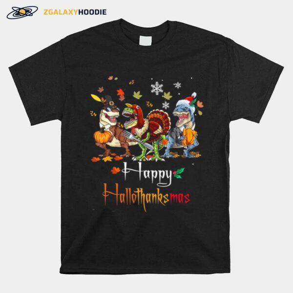 Dino T Rex Happy Hallothanksmas T-Shirt