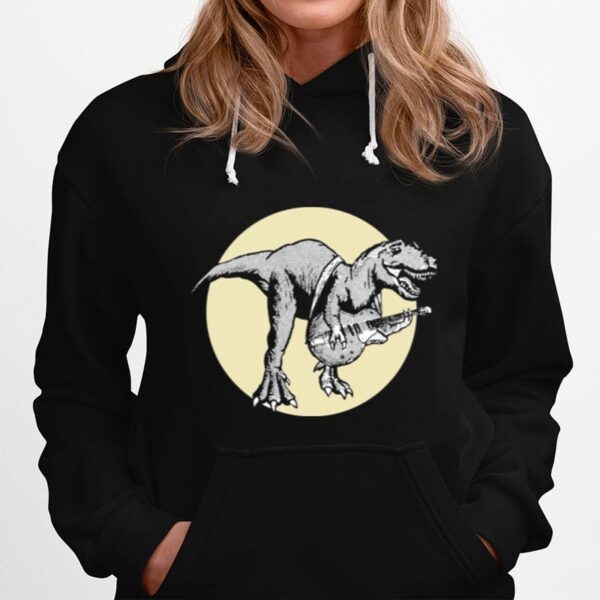 Dinosaur And Electric Guitar Tyrannosaurus Music Retro Hoodie