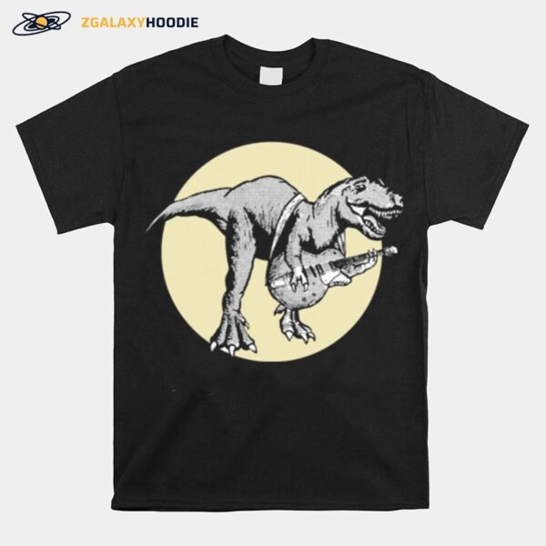 Dinosaur And Electric Guitar Tyrannosaurus Music Retro T-Shirt