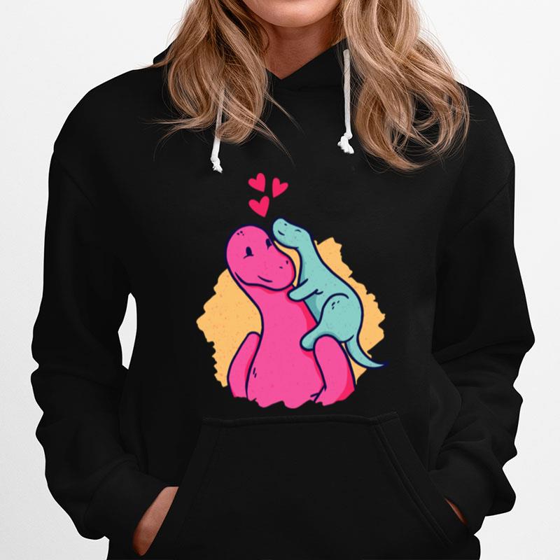 Dinosaur Mom With Baby Dinosaur Pink Mothers Day Hoodie
