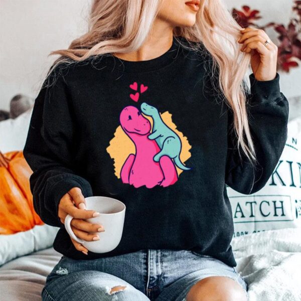 Dinosaur Mom With Baby Dinosaur Pink Mothers Day Sweater