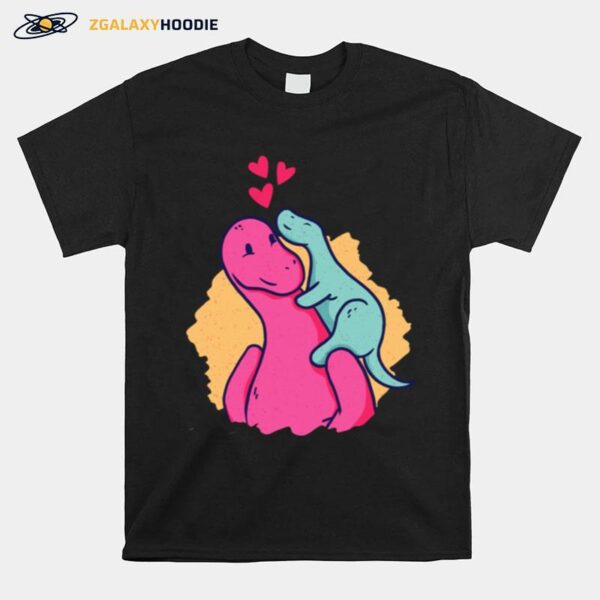 Dinosaur Mom With Baby Dinosaur Pink Mothers Day T-Shirt