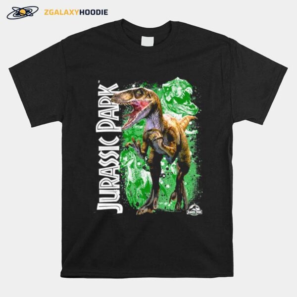 Dinosaur Paint Splatter Collage Jurassic Park T-Shirt