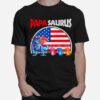 Dinosaur Papasaurus Olivia Owen Ethan American Flag T-Shirt