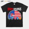 Dinosaur Papasaurus Olivia Owen Ethan American Flag T-Shirt