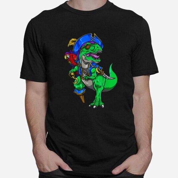 Dinosaur T Rex Pirate Jolly Roger Halloween Costume T-Shirt