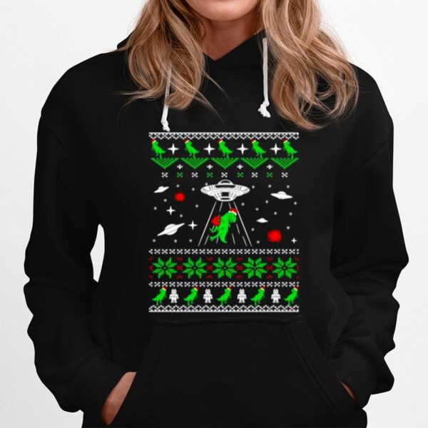 Dinosaur Ugly Christmas Alien Ufo T Rex Hoodie