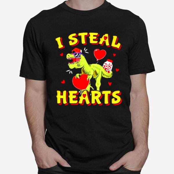 Dinosaur Valentines Day I Steal Hearts T-Shirt