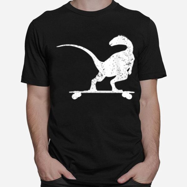 Dinosaurs On Longboard Skater T-Shirt