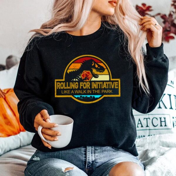 Dinosaurus Trex Rolling For Initiative Like A Walk In The Park Vintage Sweater