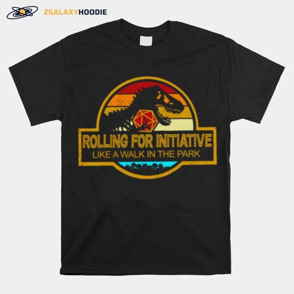Dinosaurus Trex Rolling For Initiative Like A Walk In The Park Vintage T-Shirt