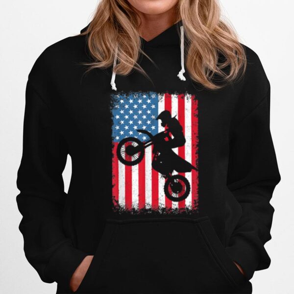 Dirt Bike American Flag Motocross Biker 4Th Of July Usa Flag T B0B45Nmmb7 Hoodie