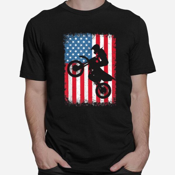 Dirt Bike American Flag Motocross Biker 4Th Of July Usa Flag T B0B45Nmmb7 T-Shirt